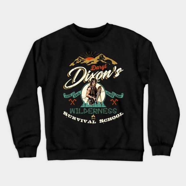 Dixon's Wilderness Survival School Crewneck Sweatshirt by Alema Art